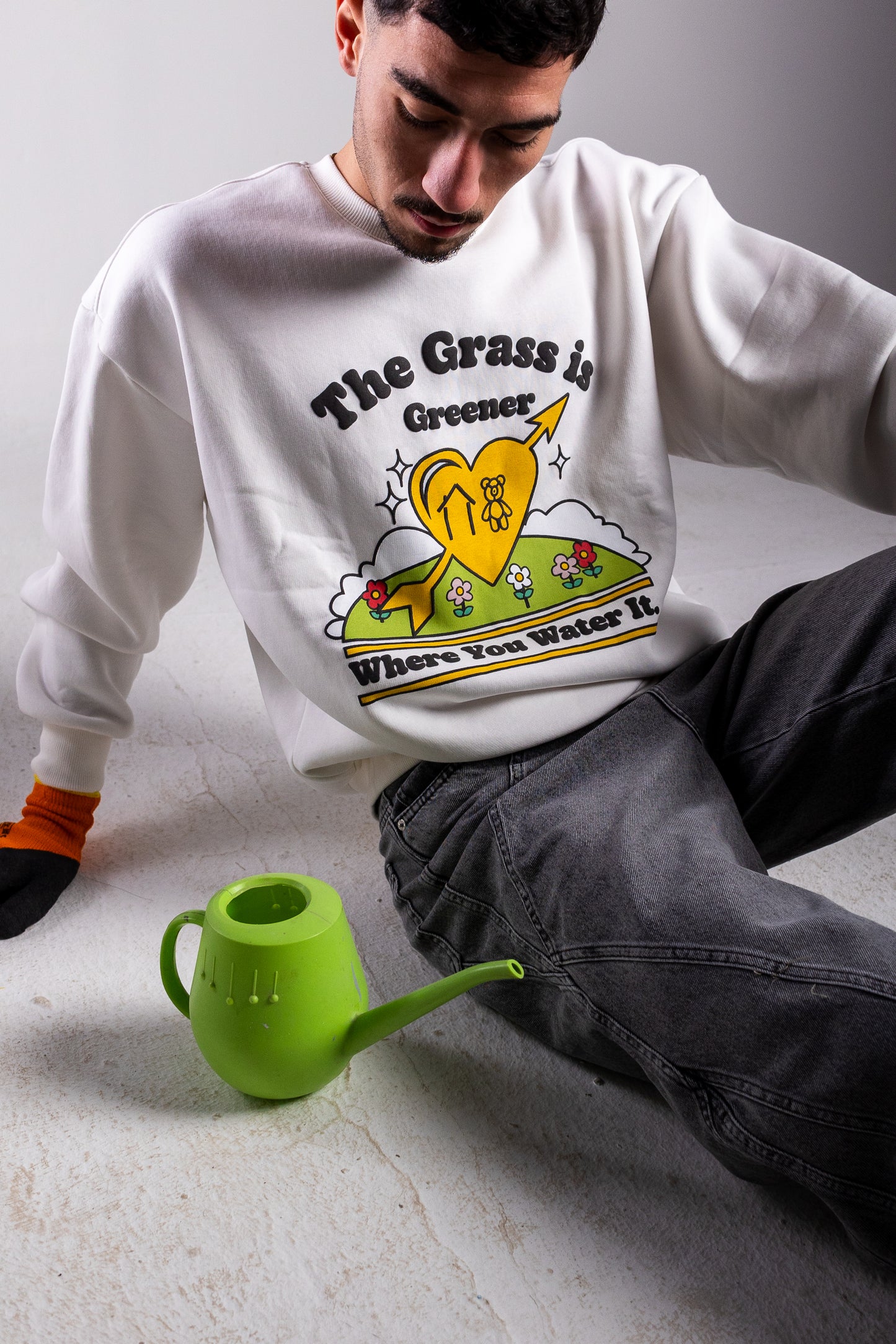 HOMEBOY TEDDY GRASS IS GREENER SALT CREWNECK