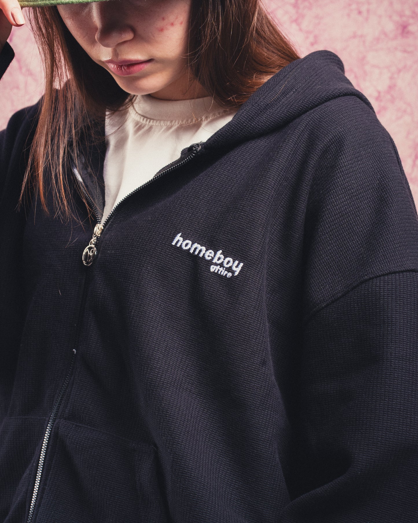 OG BLACKBERRY WAFFLE ZIP-UP HOODIE