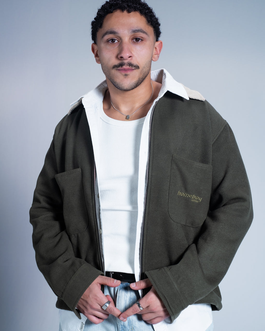 TWO TONE OLIVE WOOL JACKET