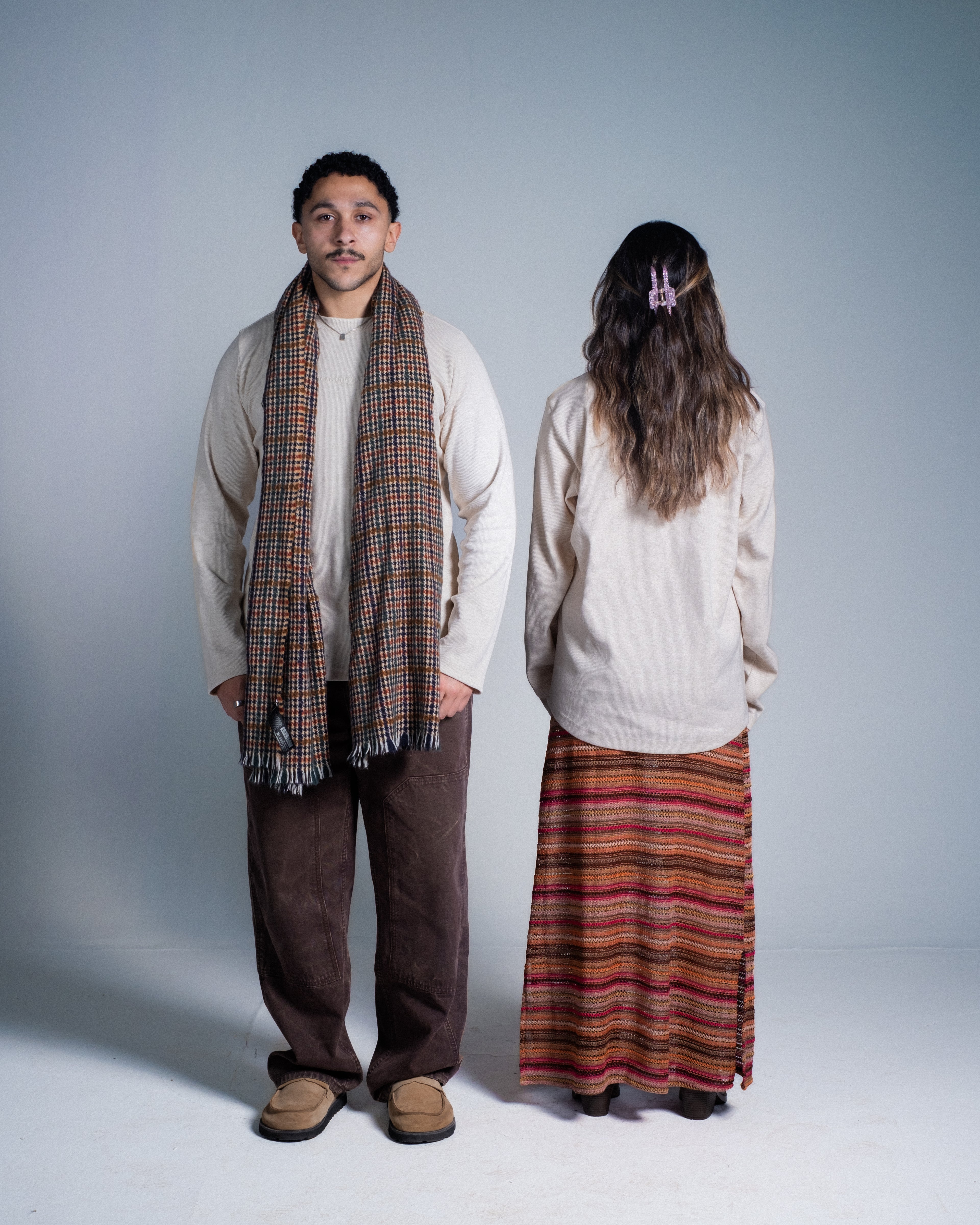 OATMEAL RIBBED LONG SLEEVE TEE