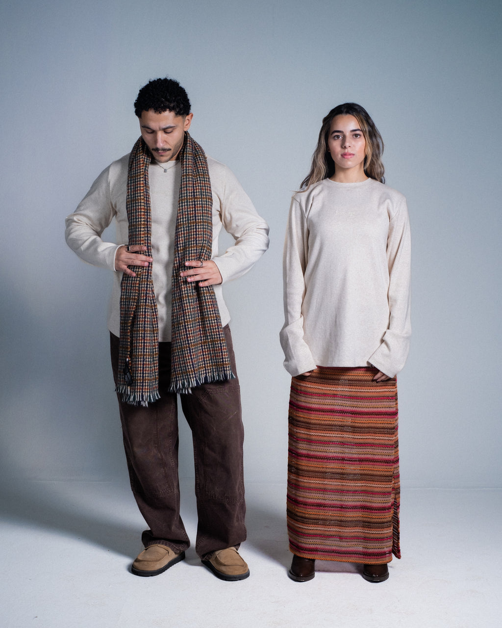 OATMEAL RIBBED LONG SLEEVE TEE