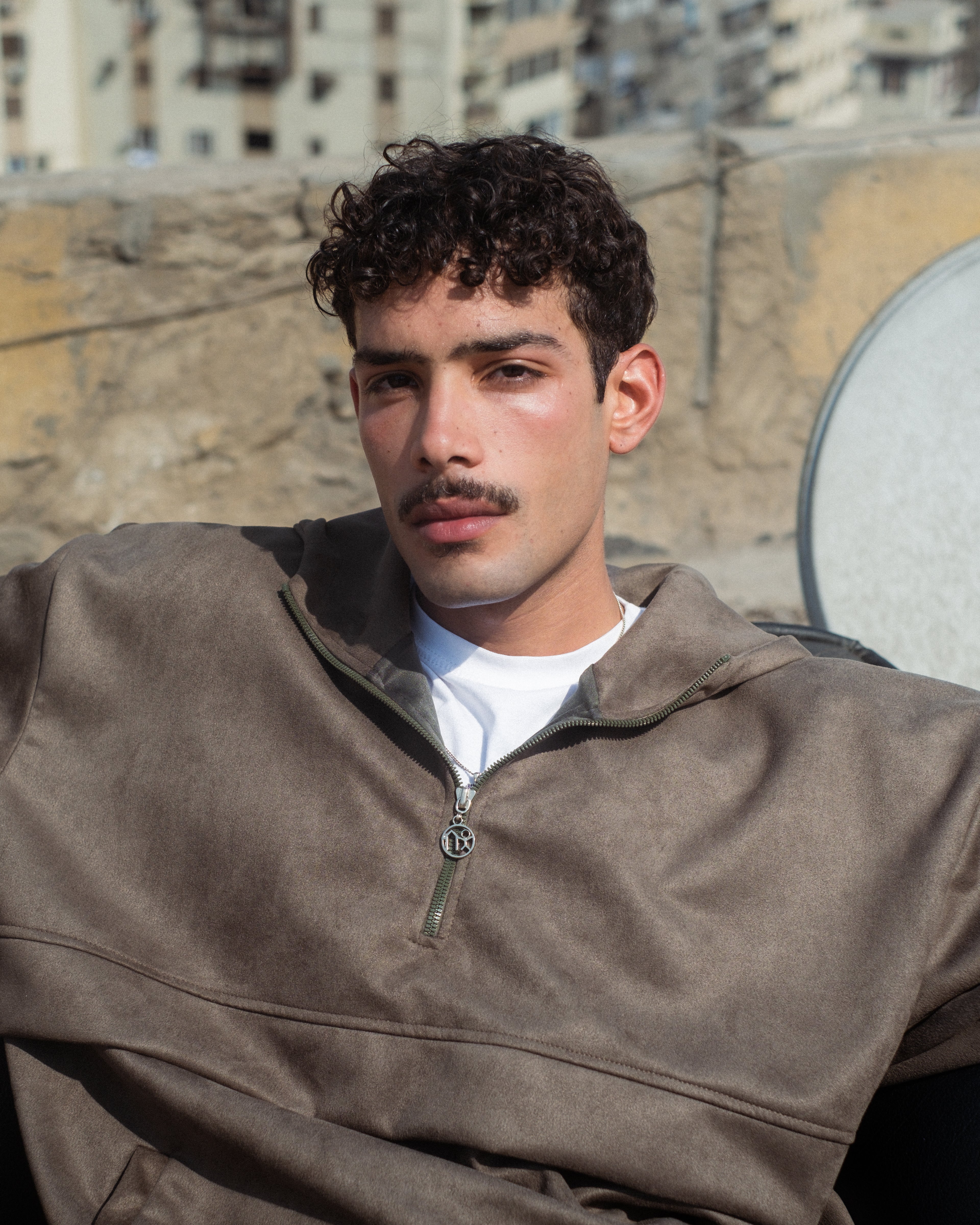 OLIVE SUEDE WINDBREAKER