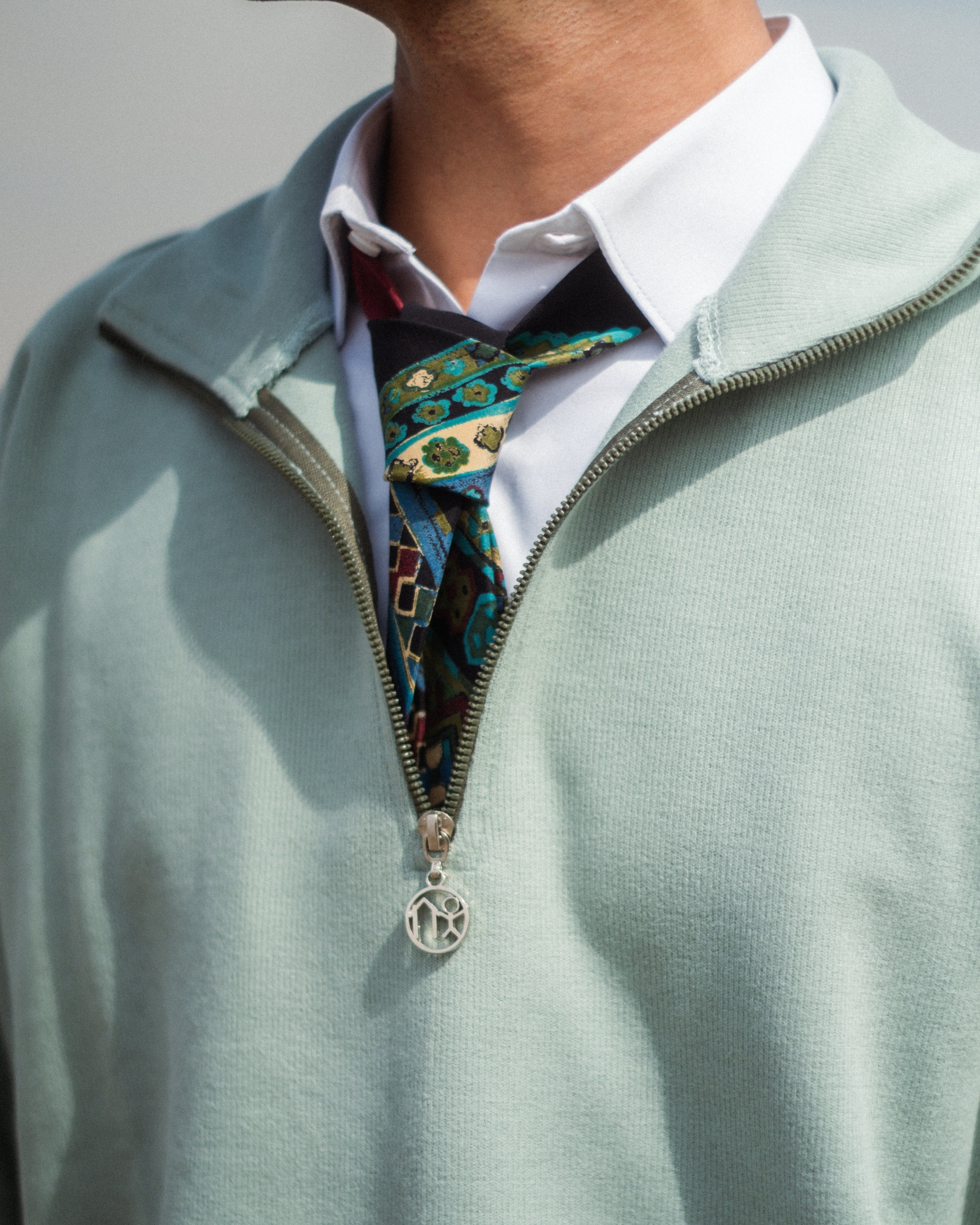 MINT CASHMERE QUARTER-ZIP SWEATER