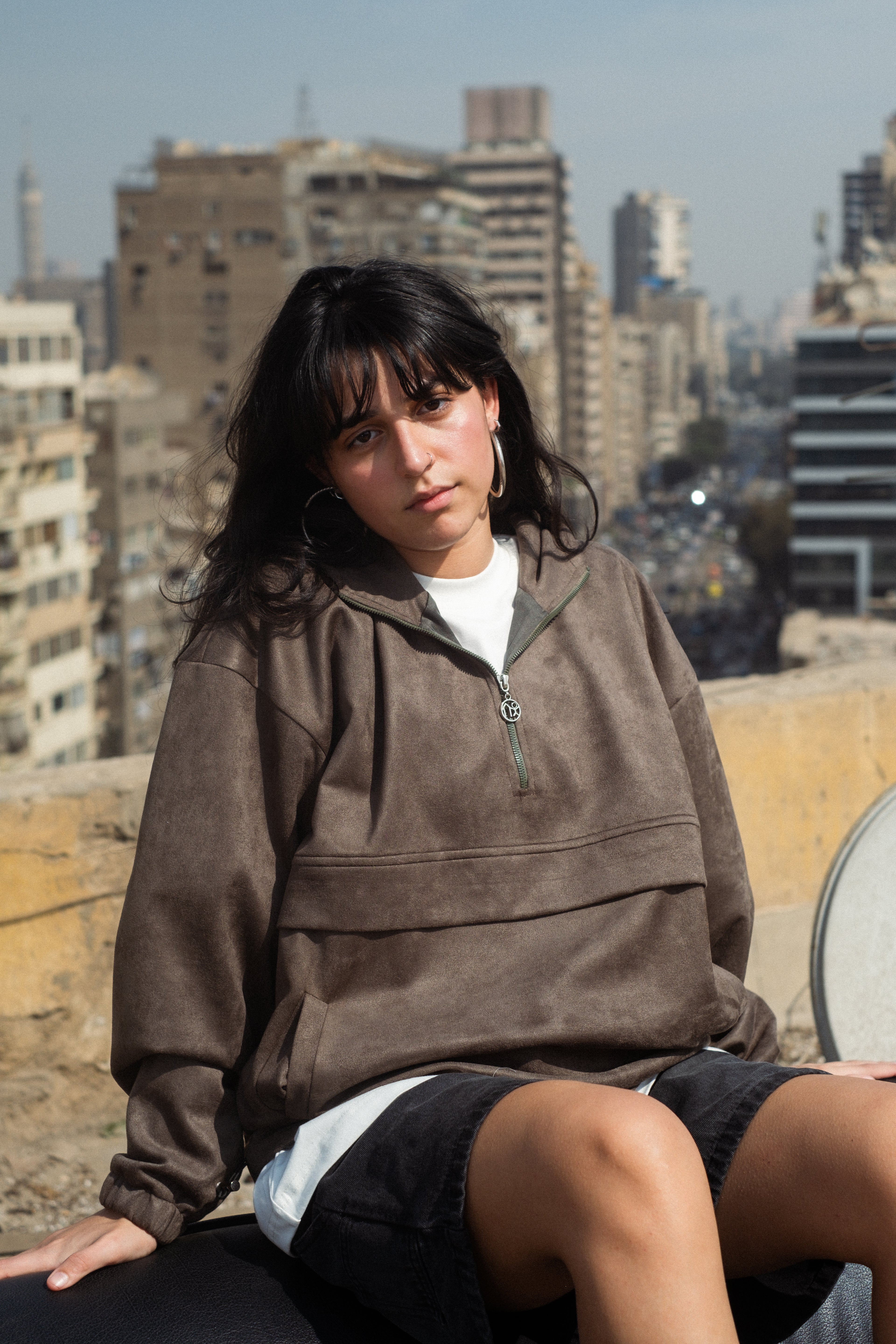 OLIVE SUEDE WINDBREAKER