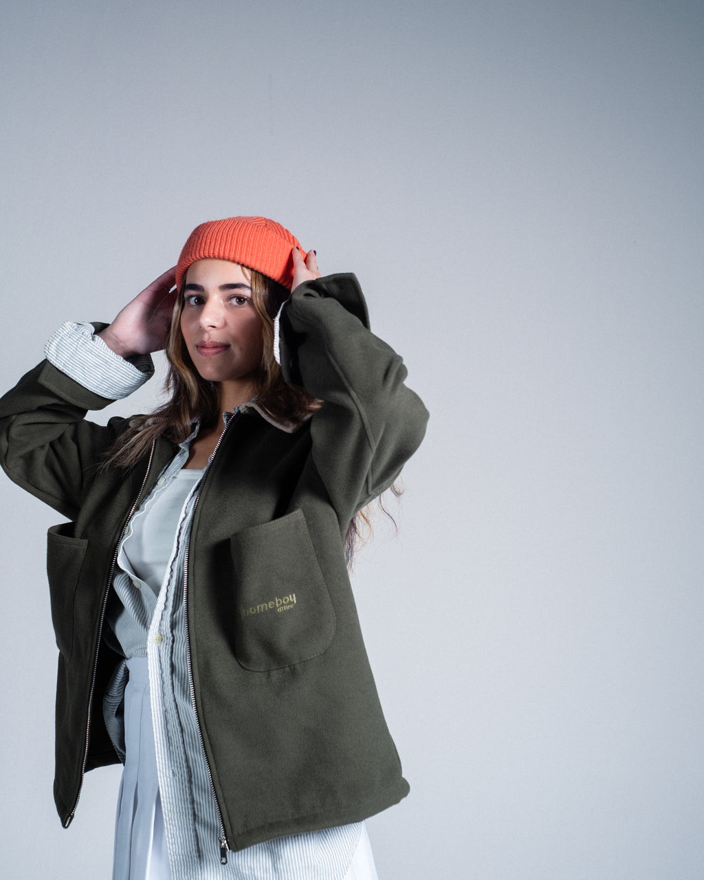 TWO TONE OLIVE WOOL JACKET