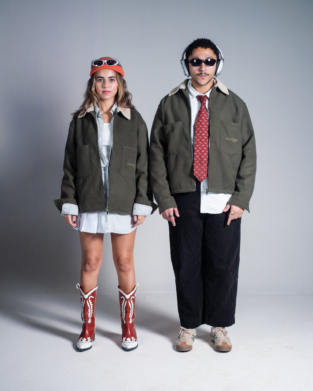 TWO TONE OLIVE WOOL JACKET