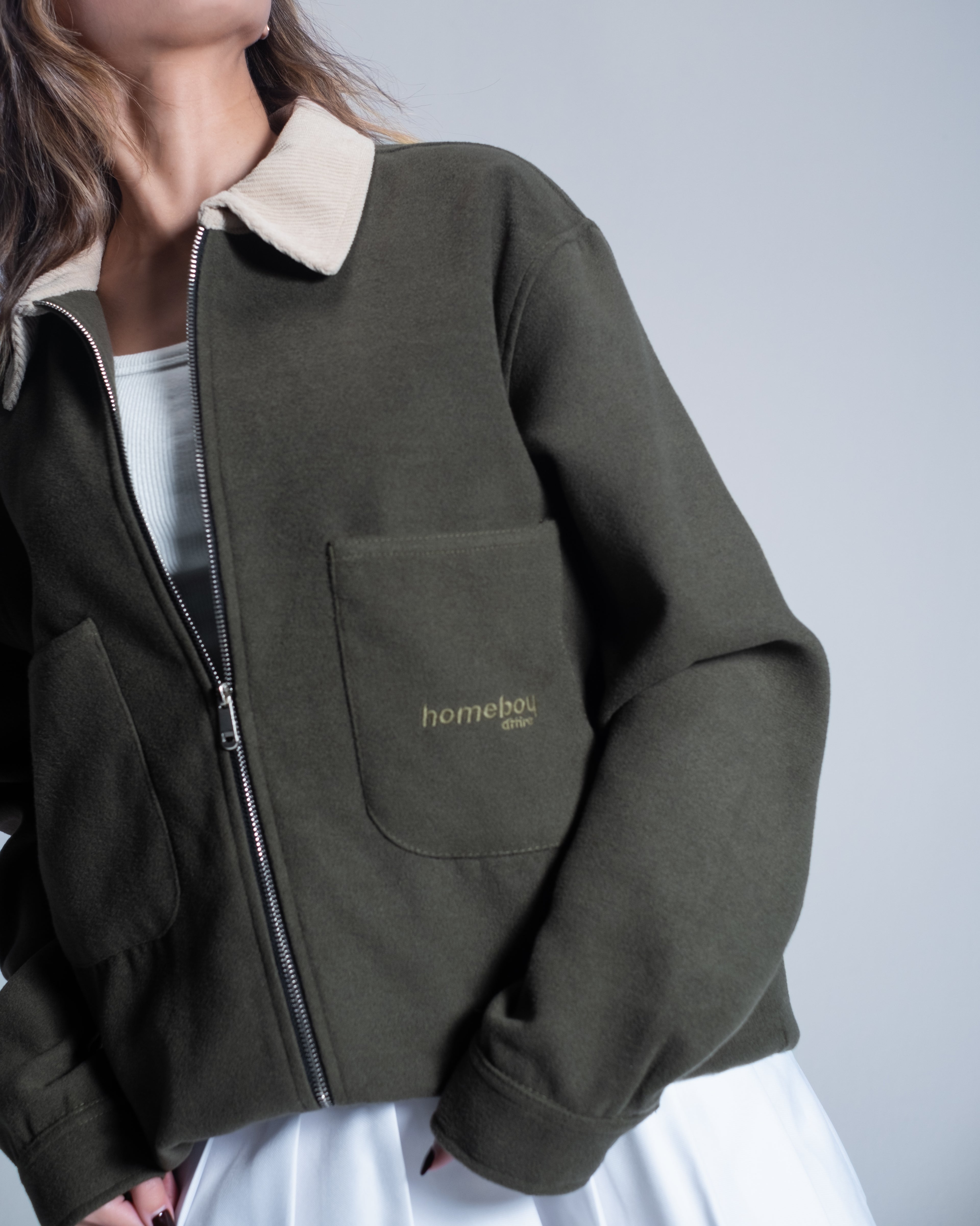 TWO TONE OLIVE WOOL JACKET