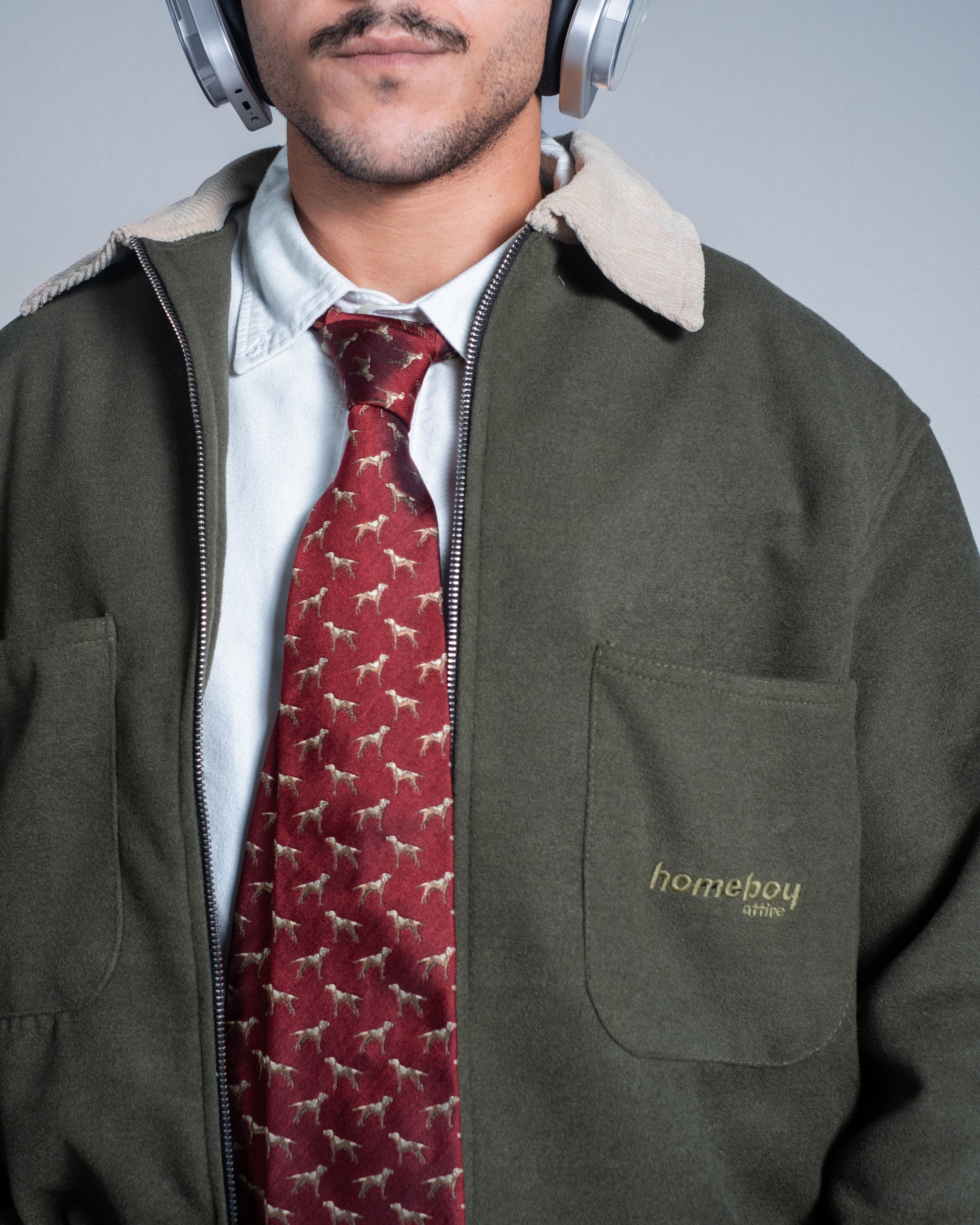 TWO TONE OLIVE WOOL JACKET