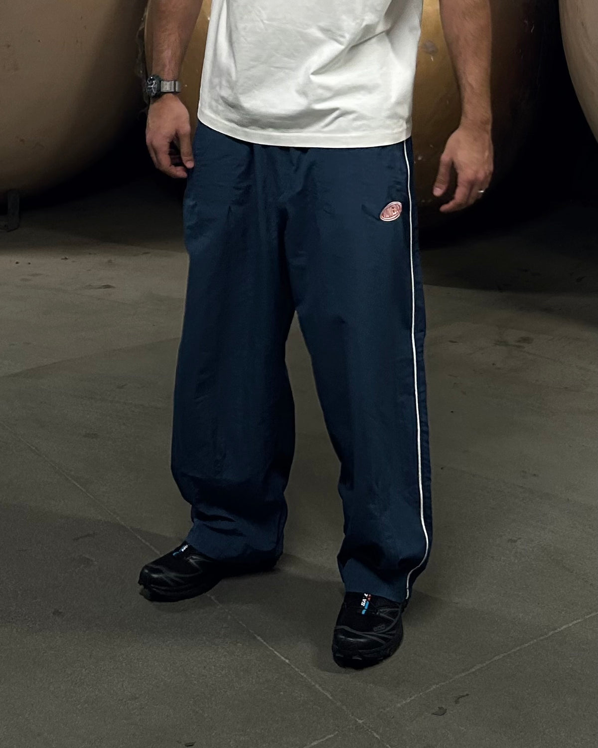NAVY WATERPROOF TRACK PANTS