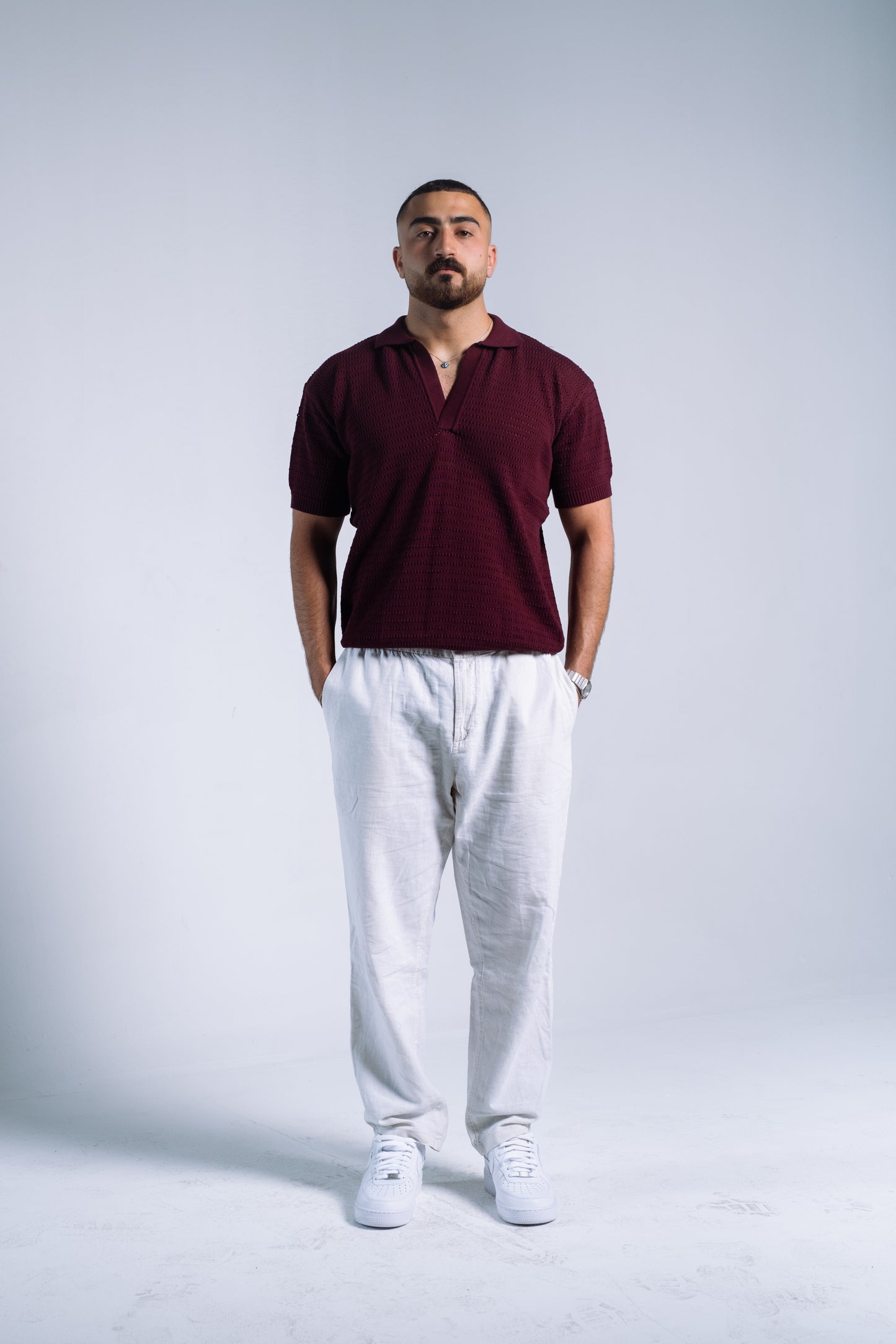 BURGUNDY KNIT POLO