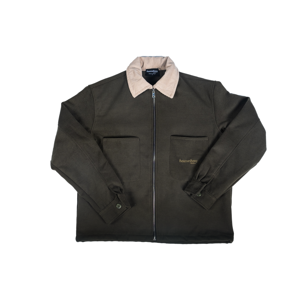 TWO TONE OLIVE WOOL JACKET