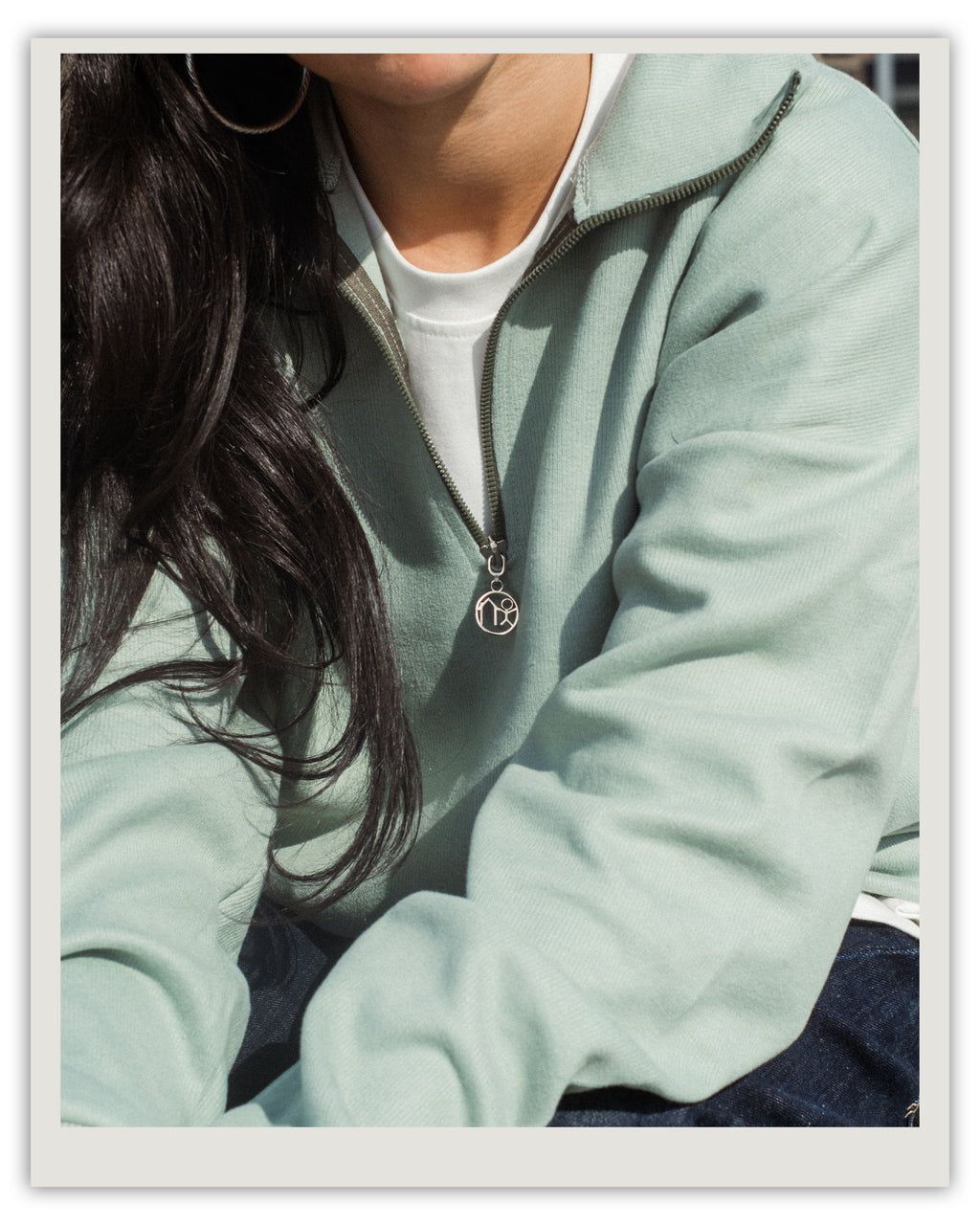 MINT CASHMERE QUARTER-ZIP SWEATER