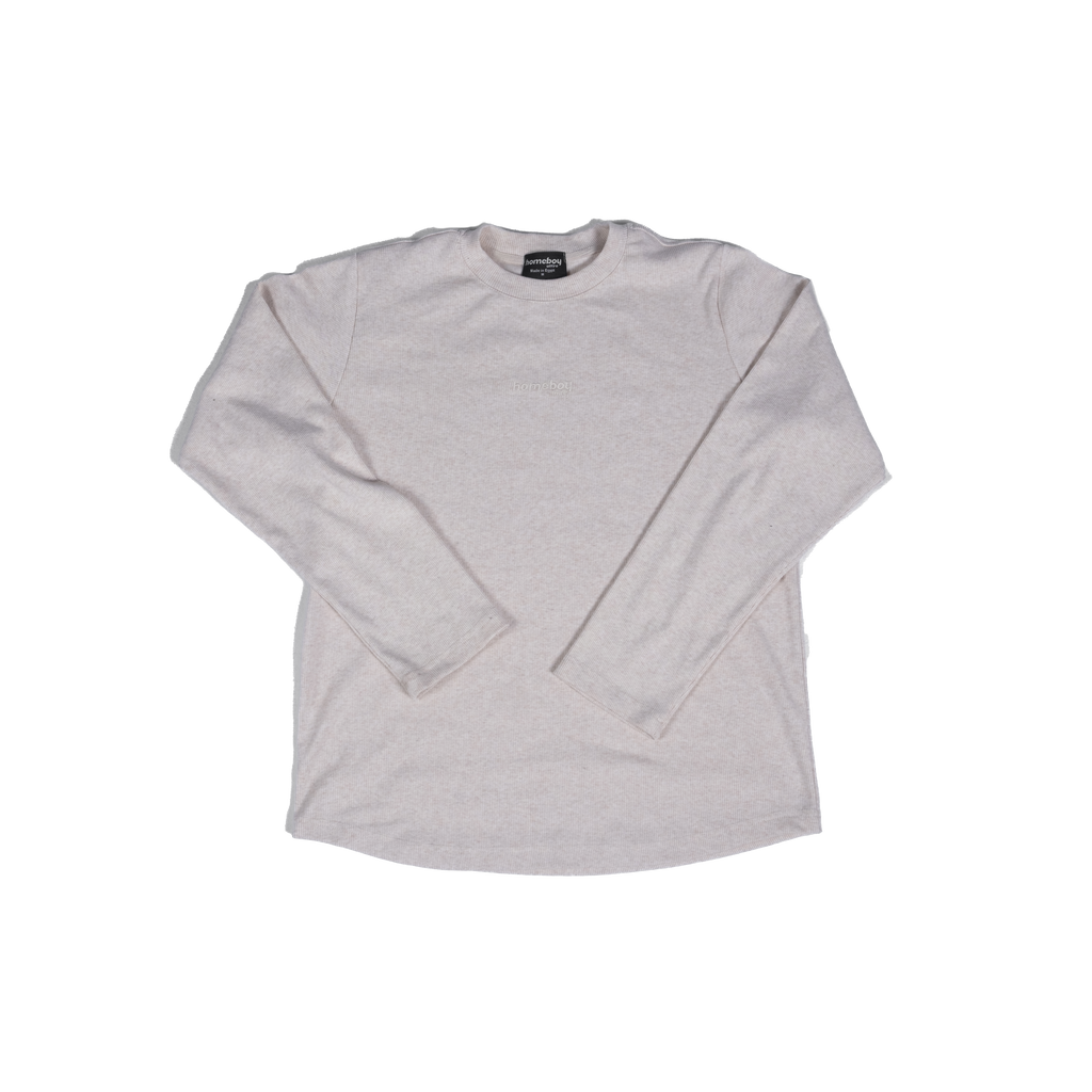 OATMEAL RIBBED LONG SLEEVE TEE