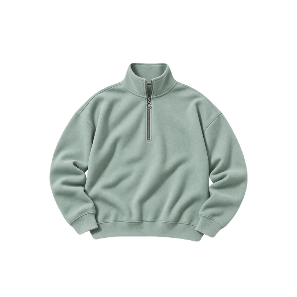 MINT CASHMERE QUARTER-ZIP SWEATER