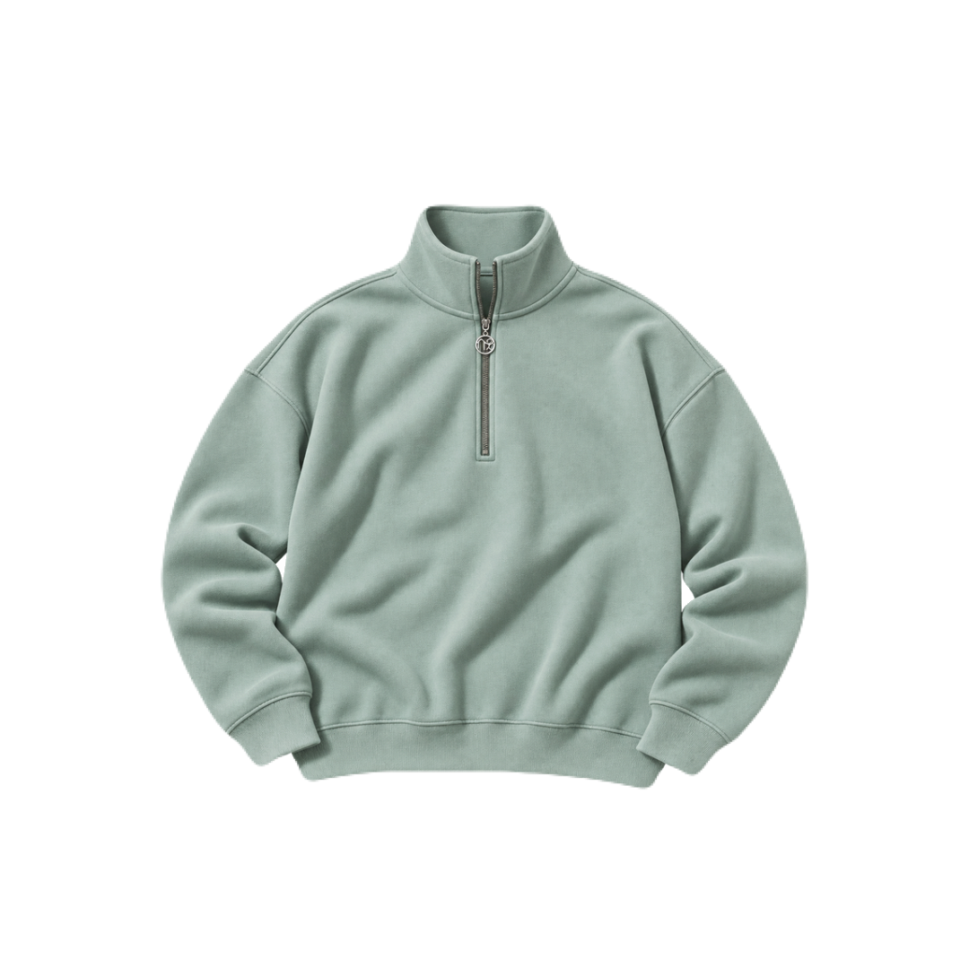 MINT CASHMERE QUARTER-ZIP SWEATER